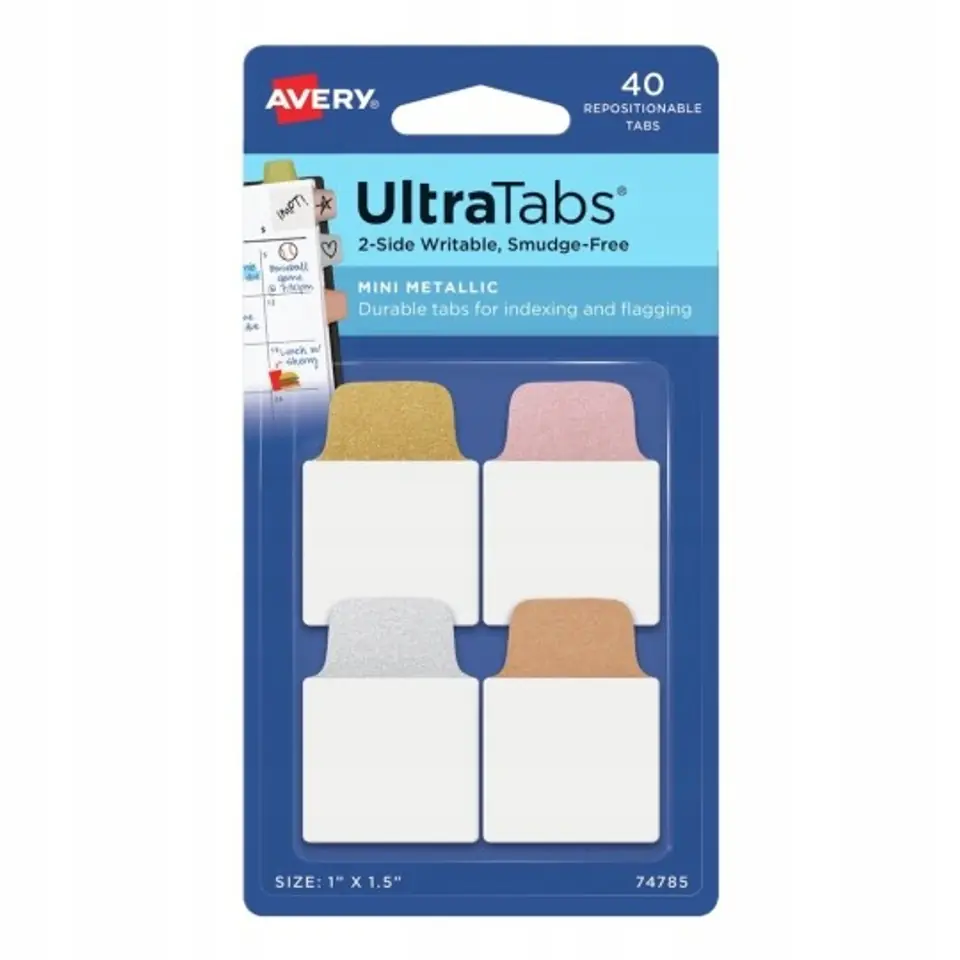 Zakładki indeksujące samoprzylepne 25,4x38,1mm metaliczne Ultra Tabs 74785 AVERY ZWECKFORM
