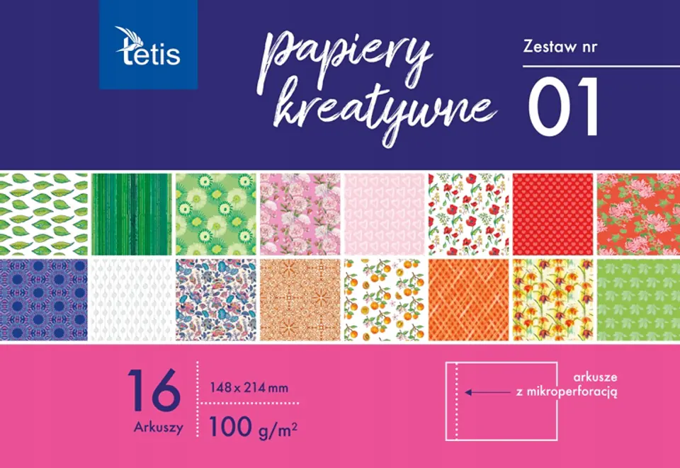 Zeszyt papierów kreatywnych A5 16k 100g KB029-01 TETIS