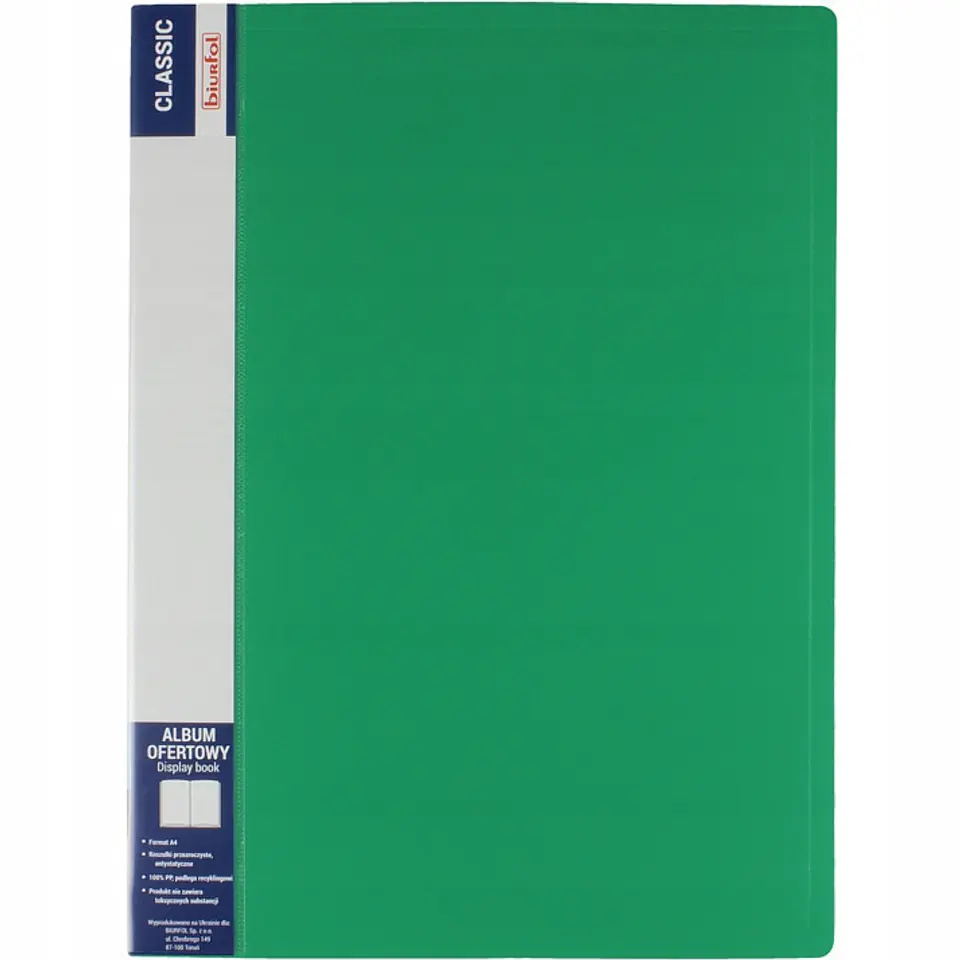 Album ofertowy na dokumenty 10 kieszeni CLASSIC zielony AOF-01-02 BIURFOL