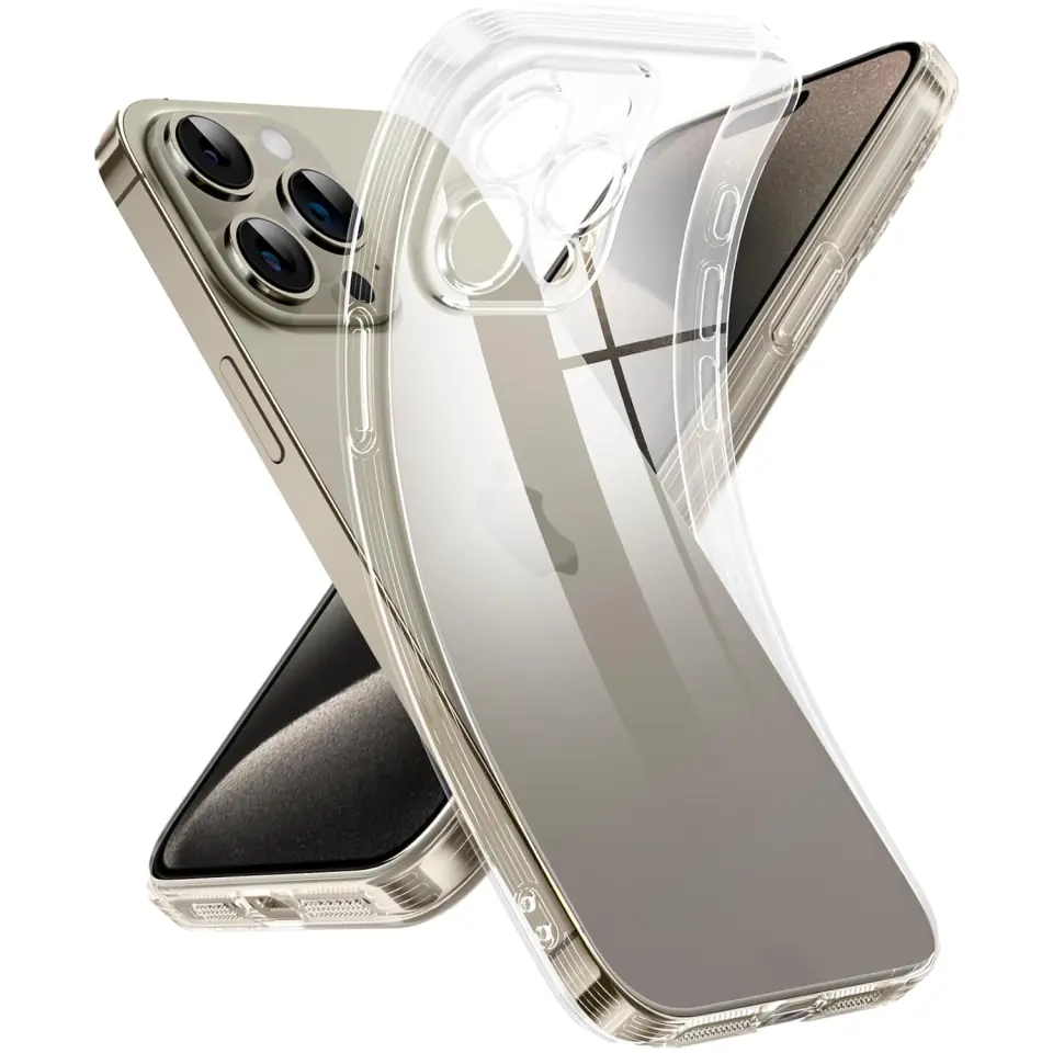Etui do iPhone 15 Pro Max obudowa Case silikonowe przezroczyste ochrona aparatu osłona obiektywów Alogy Slim