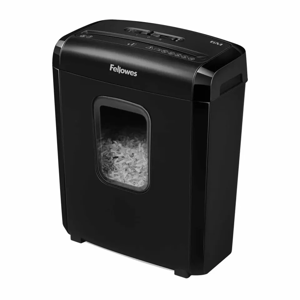 Fellowes Powershred 6M Black, 13 L, Credit cards shredding, Mini-Cut Shredder, Paper handling standard/output 6 sheets per pass,