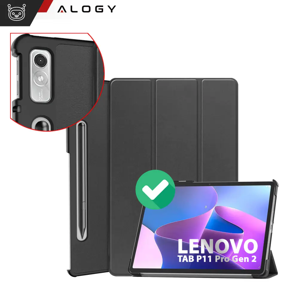 Etui na tablet Lenovo Tab P11 Pro 2 Gen 11.2 TB-132FU TB-132XU obudowa Case Alogy Book Cover Czarne