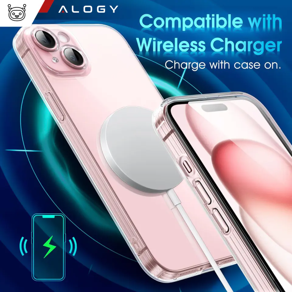 Etui do iPhone 15 Plus obudowa Case silikonowe przezroczyste ochrona aparatu osłona obiektywów Alogy Slim