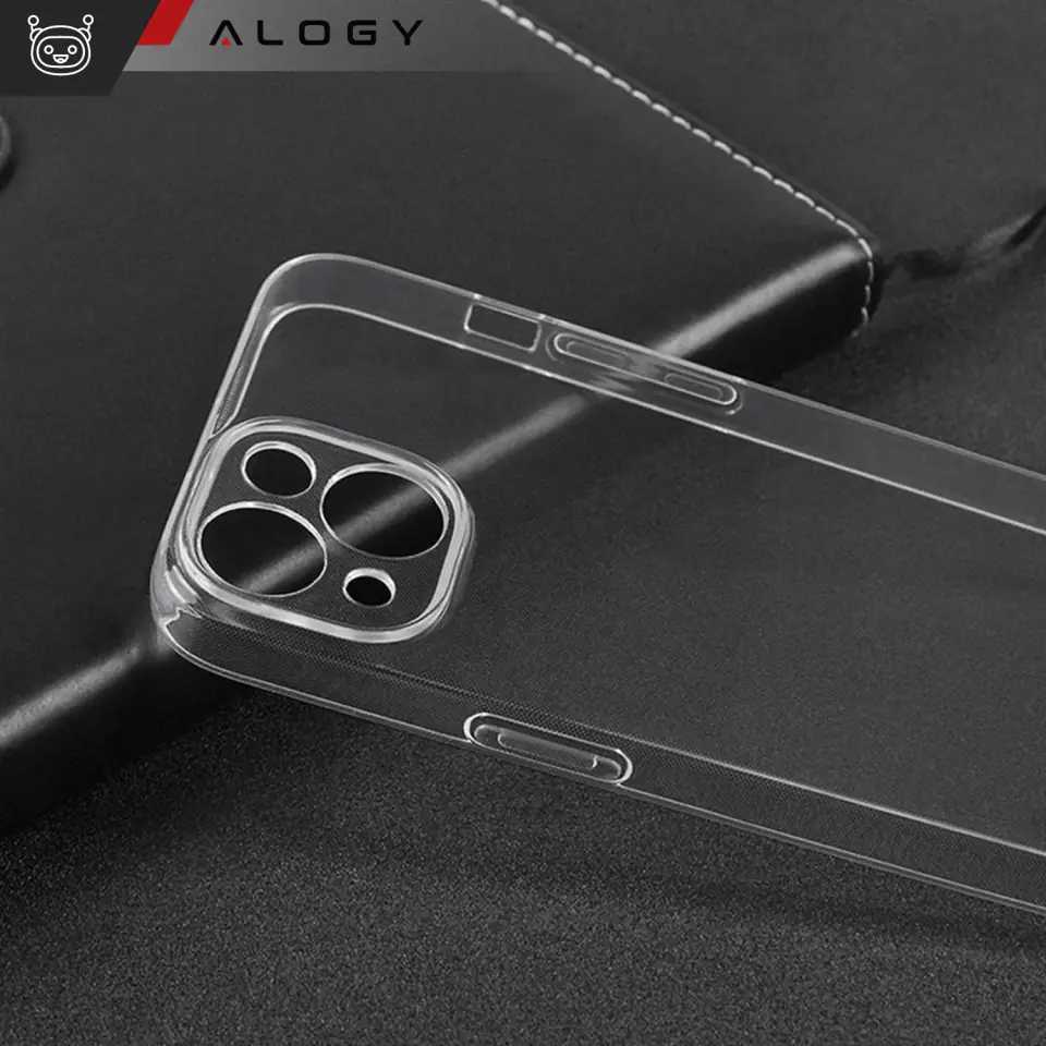 Etui do iPhone 15 Plus obudowa Case silikonowe przezroczyste ochrona aparatu osłona obiektywów Alogy Slim