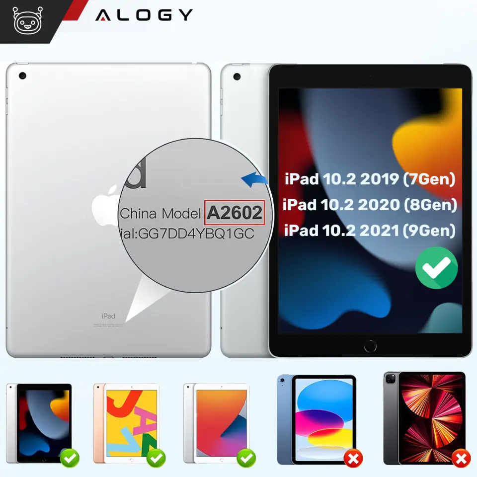 Etui do Apple iPad 10.2 9 gen 8/7 2021/2020/2019 Smart Pencil Case Alogy TPU obudowa na tablet Czarne