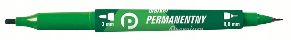 Marker permanentny dwustronny zielony okrągły/fibrowy KM501-Z2 TETIS