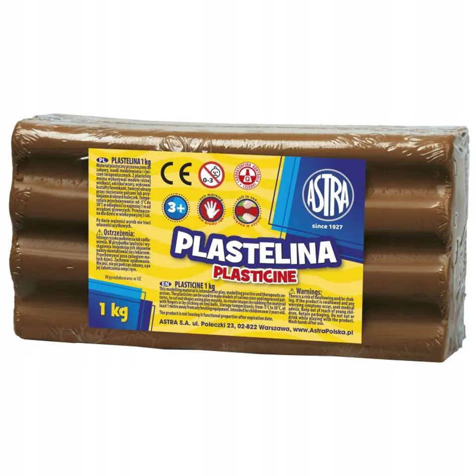 Plastelina szkolna dla dzieci 1kg brązowa 303111022 ASTRA