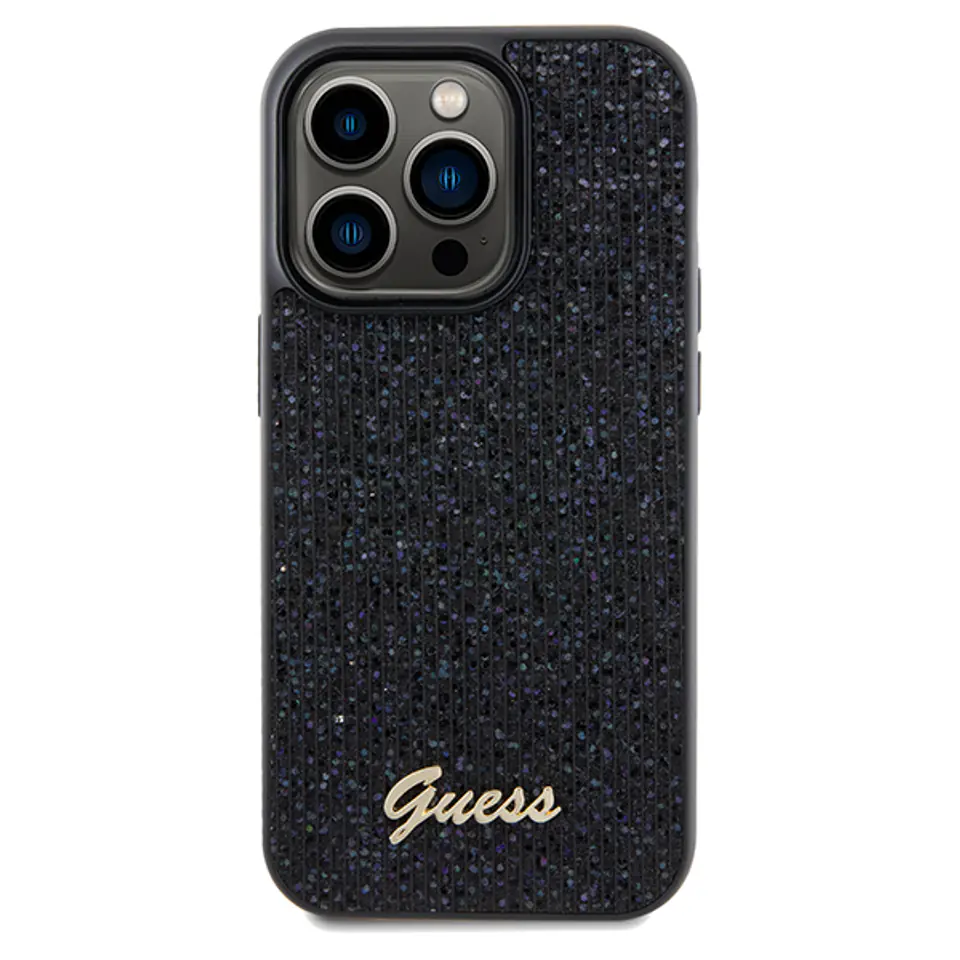 Guess GUHCP12MPMSDGSK iPhone 12/12 Pro  6.1" czarny/black hardcase Disco Metal Script