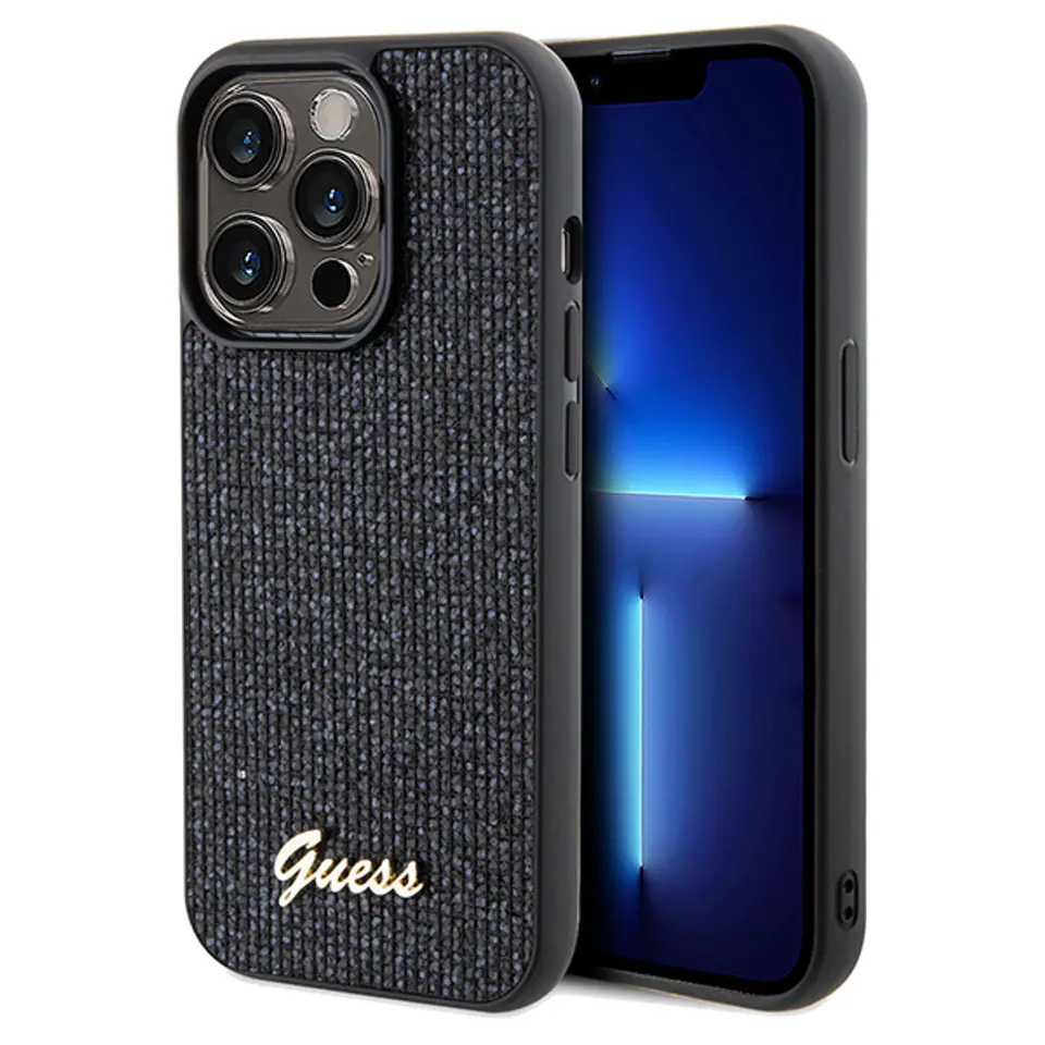 Guess GUHCP12MPMSDGSK iPhone 12/12 Pro  6.1" czarny/black hardcase Disco Metal Script