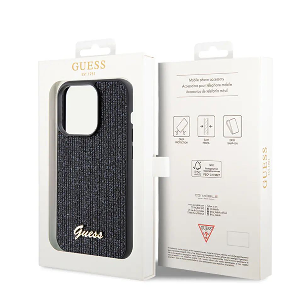 Guess GUHCP12MPMSDGSK iPhone 12/12 Pro  6.1" czarny/black hardcase Disco Metal Script