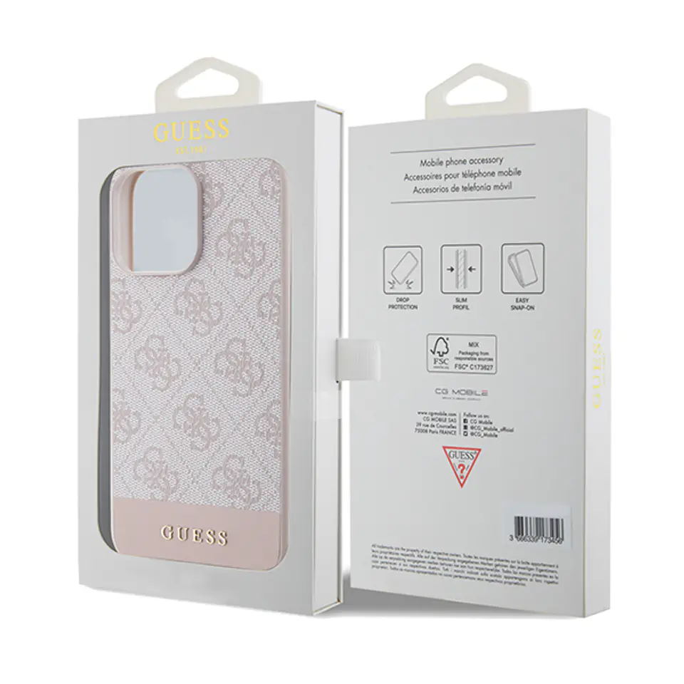 Guess GUHCP15SG4GLPI iPhone 15 / 14 / 13 6.1" różowy/pink hardcase 4G Stripe Collection