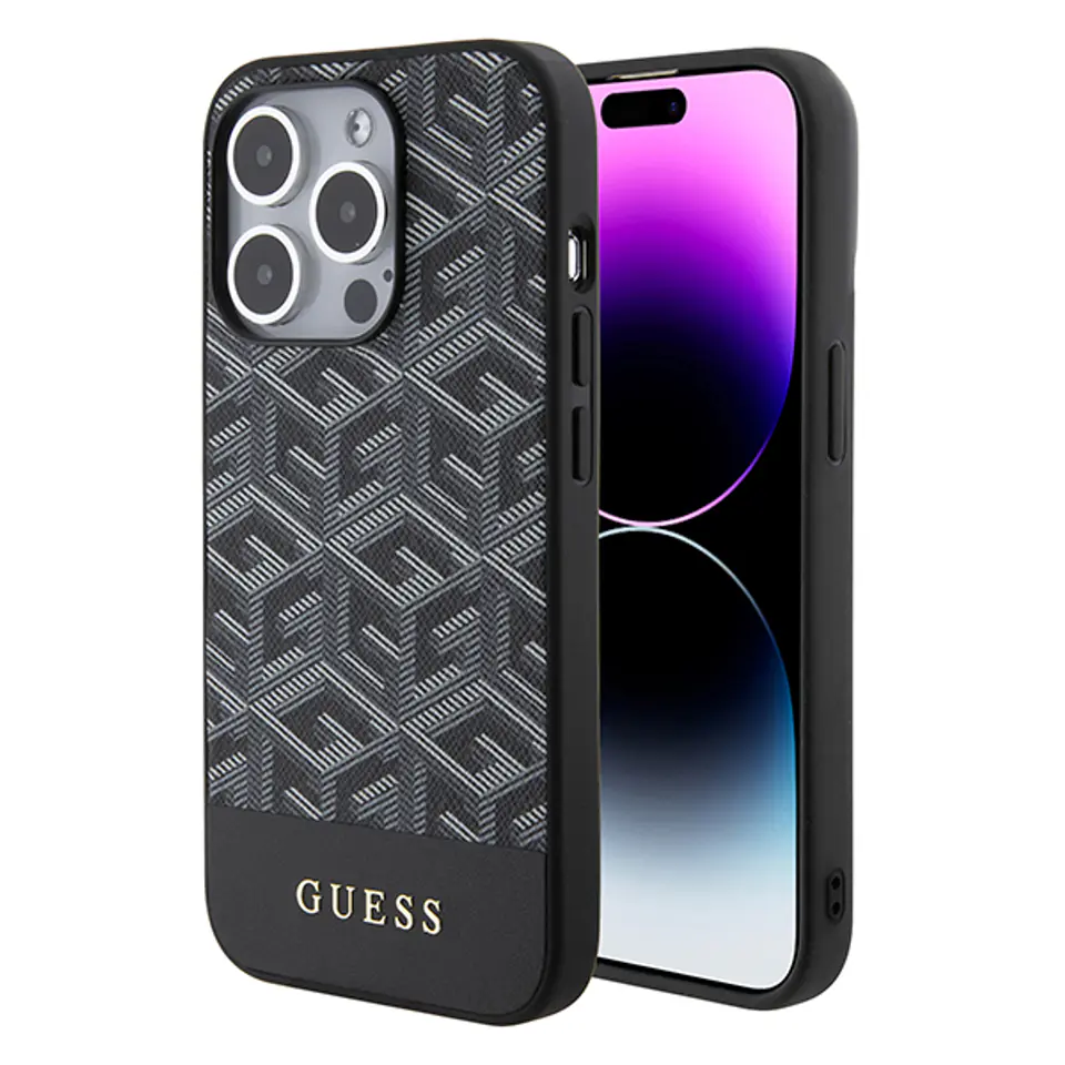 Guess GUHMP15XHGCFSEK iPhone 15 Pro Max 6.7" czarny/black hardcase GCube Stripes MagSafe