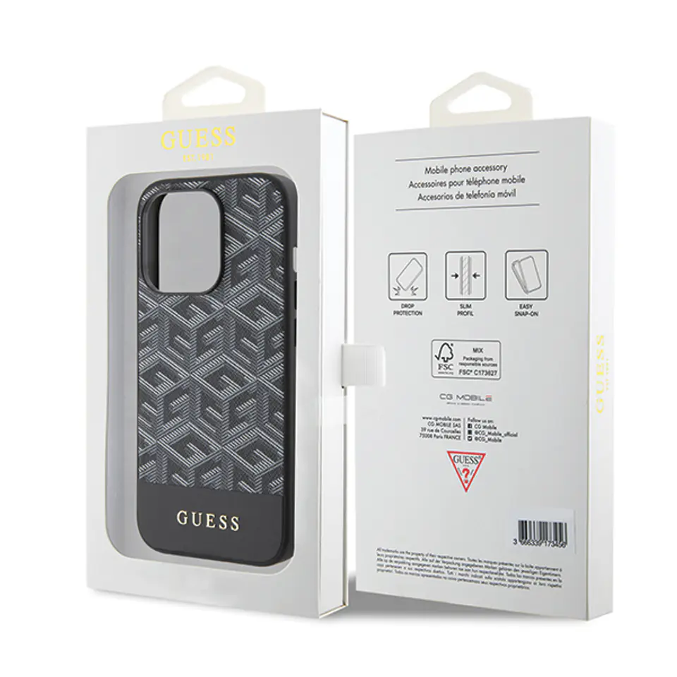 Guess GUHMP15SHGCFSEK iPhone 15 / 14 / 13 6.1" czarny/black hardcase GCube Stripes MagSafe