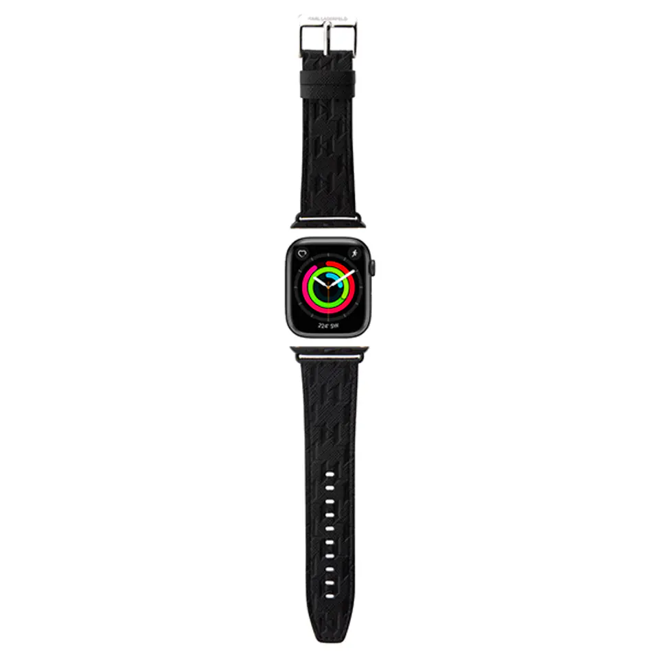 Pasek do APPLE WATCH 4 / 5 / 6 / 7 / 8 / SE (38 / 40 / 41 MM) Karl Lagerfeld Strap Saffiano Monogram (KLAWMSAKLHPK) czarne