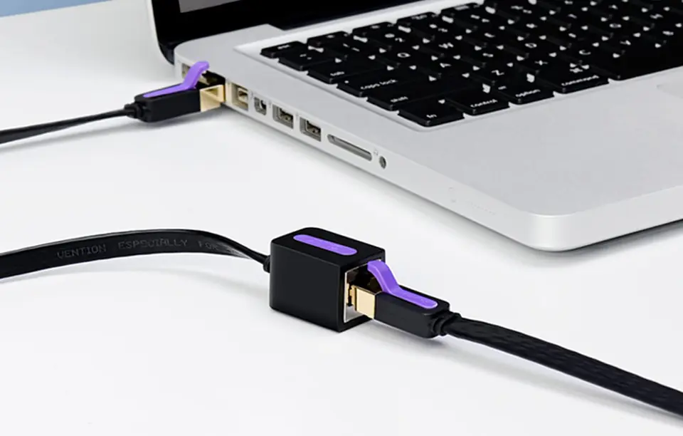 Płaski przedłużacz kabla sieciowego CAT7 Vention ICBBK RJ45 Ethernet 10Gbps 8m Czarny