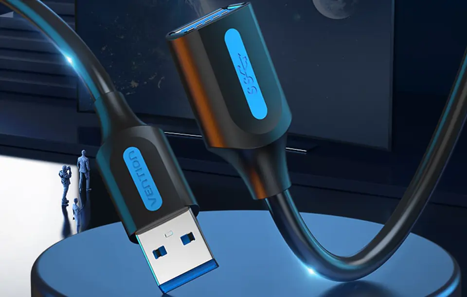 Kabel przedłużający USB 3.0 męski do żeński Vention CBHBI 3m (czarny)