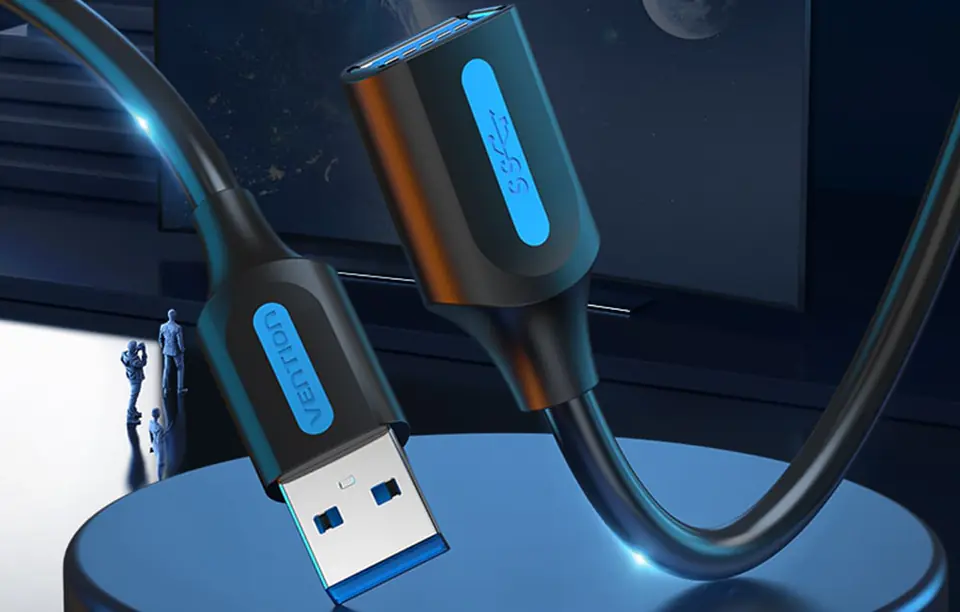 Kabel przedłużający USB 3.0 męski do żeński Vention CBHBF 1m (czarny)