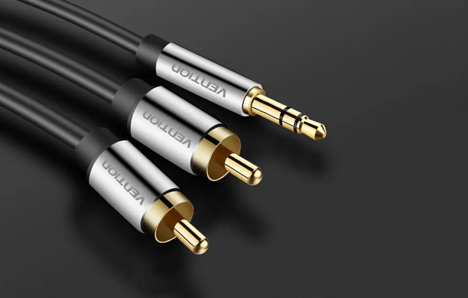 Kabel audio 3,5mm męski do 2x RCA męski Vention BCFBH 2m czarny