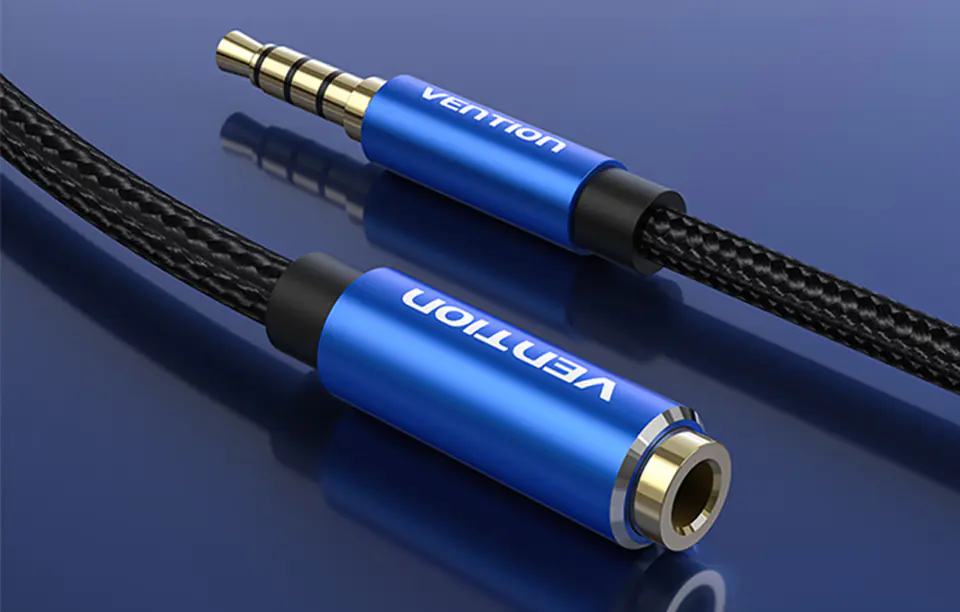 Kabel audio TRRS 3,5mm męski do 3,5mm żeński Vention BHCLG 1,5m niebieski