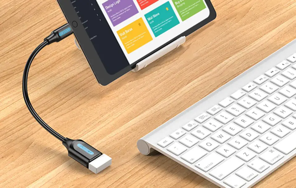 Kabel USB-C 3.1 męski do USB żeński OTG Vention CCVBB 0,15 m, 2A, czarny