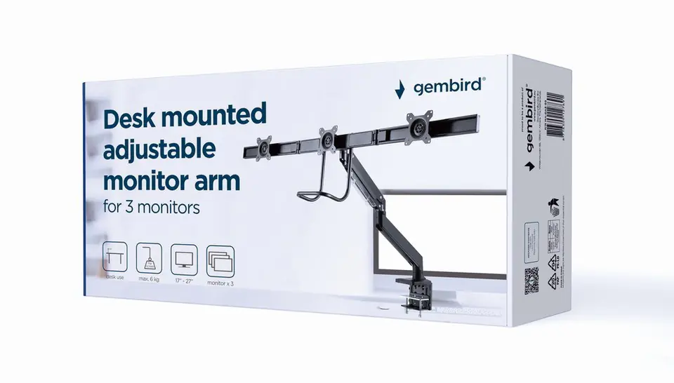 Gembird - Soporte Monitor Basculante para Mesa - 17”-37” - 43-94 cm - 7 Kg  - MA-DA1-01