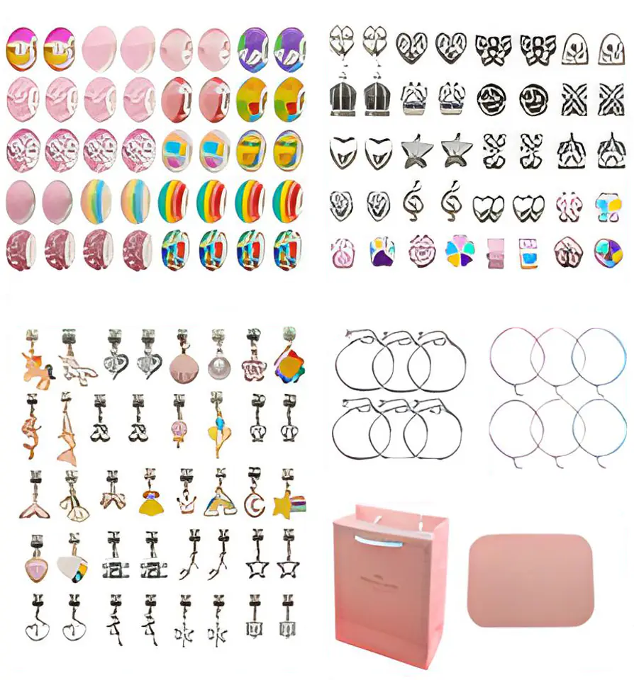 Zestaw Do Tworzenia Robienia Biżuterii, Bransoletek, Charmsy, Zawieszki, Koraliki TĘCZOWO-RÓŻOWY MIX + Etui