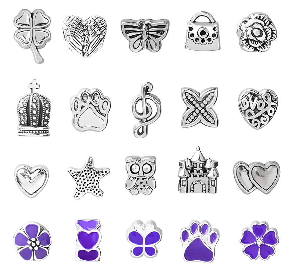 Zestaw Do Tworzenia Robienia Biżuterii, Bransoletek, Charmsy, Zawieszki, Koraliki 66el. ODCIENIE FIOLETU + Kosmetyczka