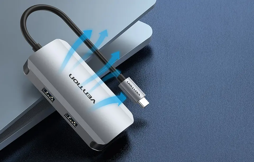 Stacja dokująca USB-C do 4x USB3.0, PD 0,15m Vention TNBHB (szary)