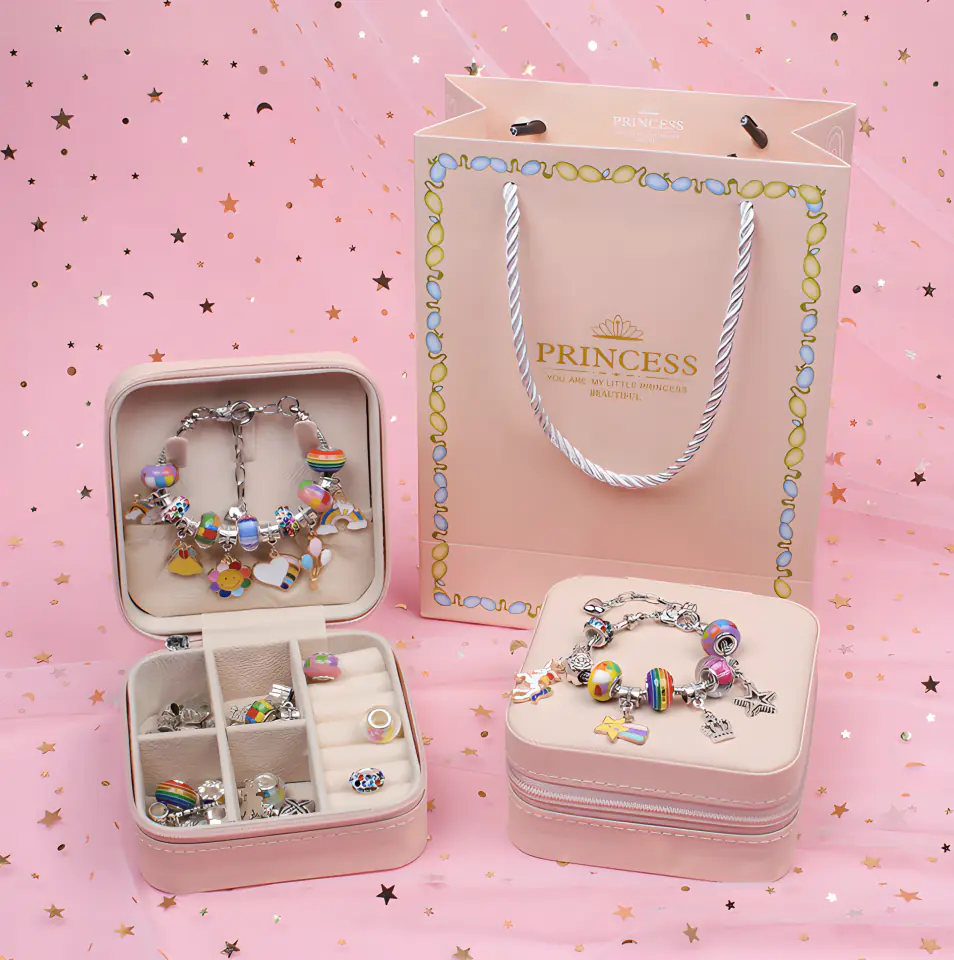 Zestaw Do Tworzenia Robienia Biżuterii, Bransoletek, Charmsy, Zawieszki, Koraliki TĘCZOWE KOLORY