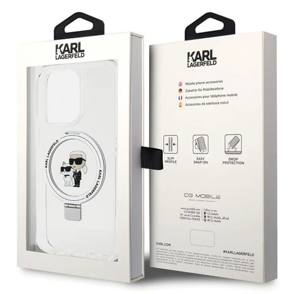 Karl Lagerfeld KLHMP15XHMRSKCH iPhone 15 Pro Max 6.7" biały/white hardcase Ring Stand Karl&Choupettte MagSafe