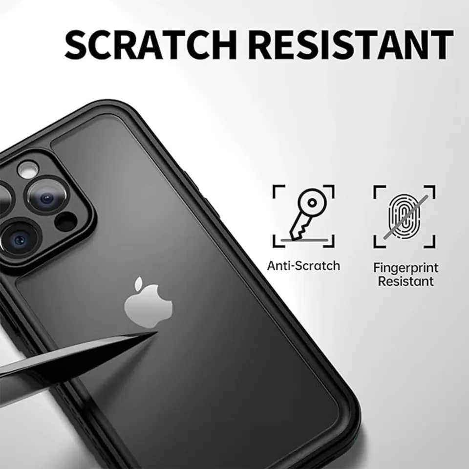 Etui do iPhone 14 Pro Max wodoodporne pancerne 360 Case Hybrid ochrona aparatu obiektywów IP68 Waterproof czarne