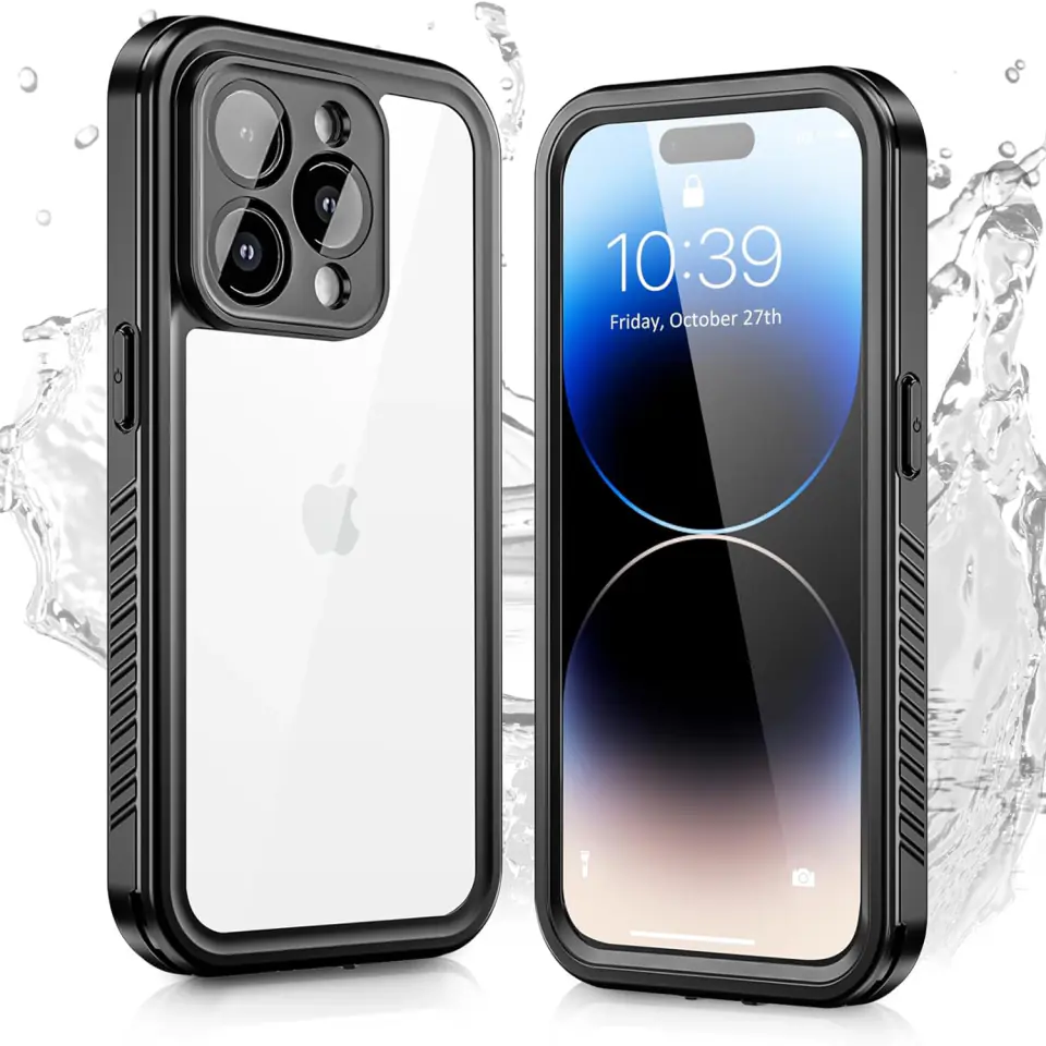 Etui do iPhone 14 Pro wodoodporne pancerne 360 Case Hybrid ochrona aparatu obiektywów IP68 Waterproof czarne