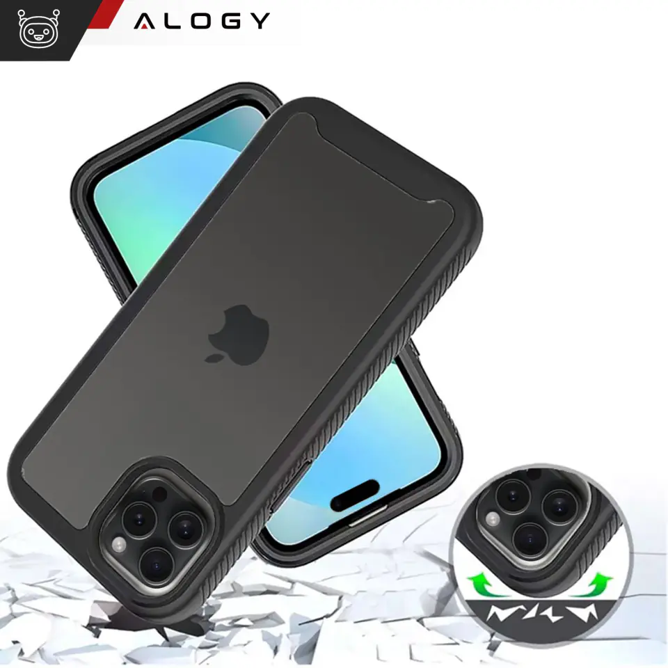 Etui do iPhone 15 Pro Max pancerne obudowa + folia hydrożelowa Case Defense 360 Pro Alogy czarne