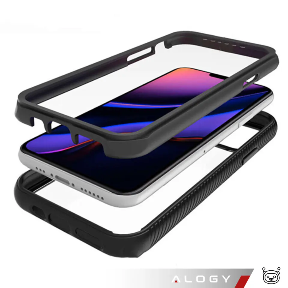 Etui do iPhone 15 Pro pancerne obudowa + folia hydrożelowa Case Defense 360 Pro Alogy czarne