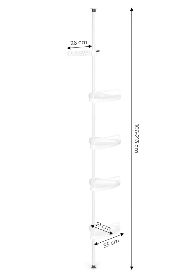 Półka regał łazienkowa narożna teleskopowa 4 półki wieszak