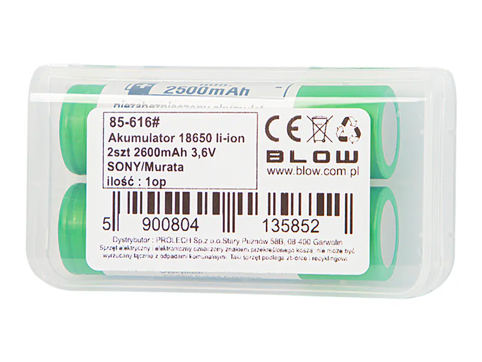 Akumulatory 18650 li-ion 2szt 2600mah 3,6V Murata/Sony