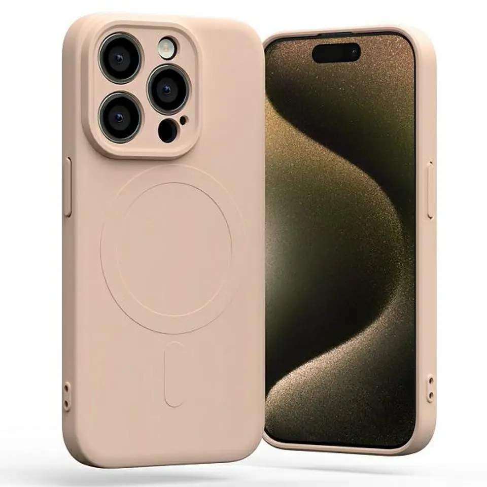 Mercury MagSafe Semi-Silicone iPhone 15 Pro 6,1" różowo-piaskowy /pink sand