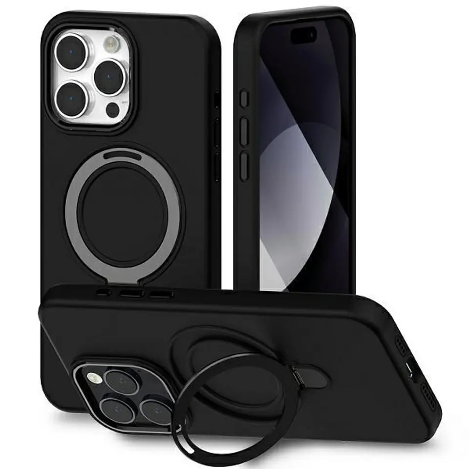 Mercury MagSafe Stand Silicone iPhone 15Pro 6,1" czarny/black