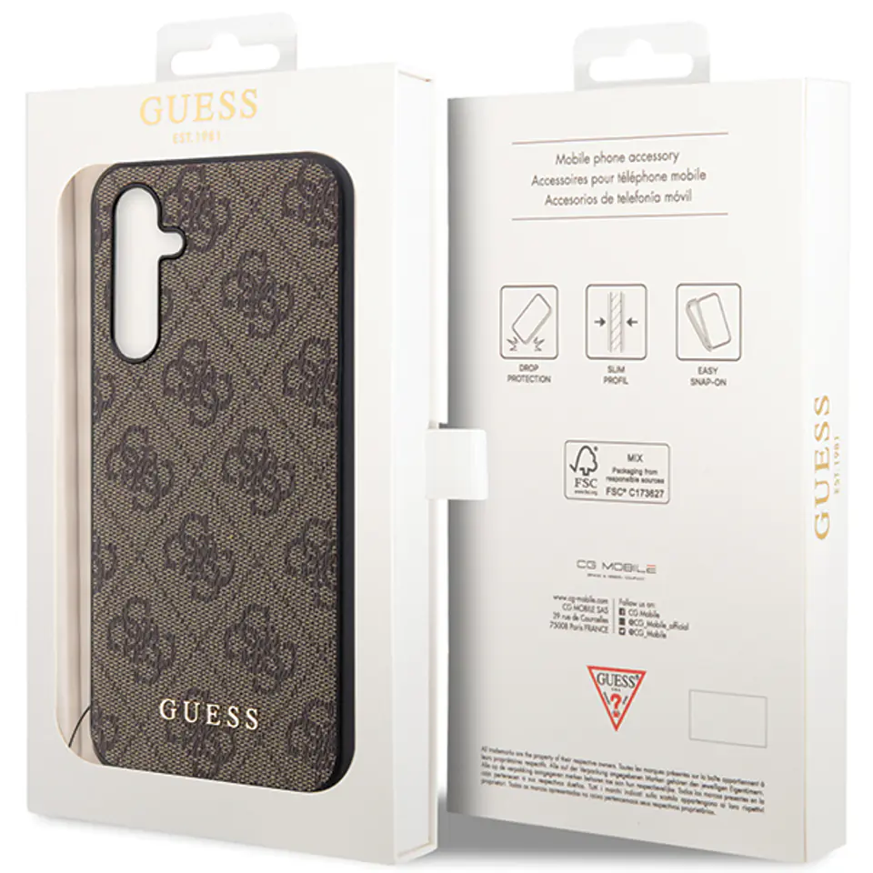 Guess GUHCS24SGF4GBR S24 S921 brązowy/brown hardcase 4G Charms Collection