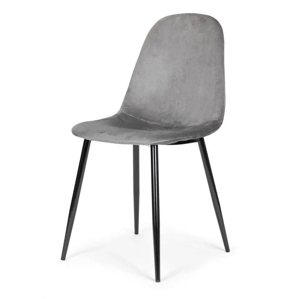 Komplet 4 krzeseł welurowych krzesło do jadalni i salonu szare ModernHome