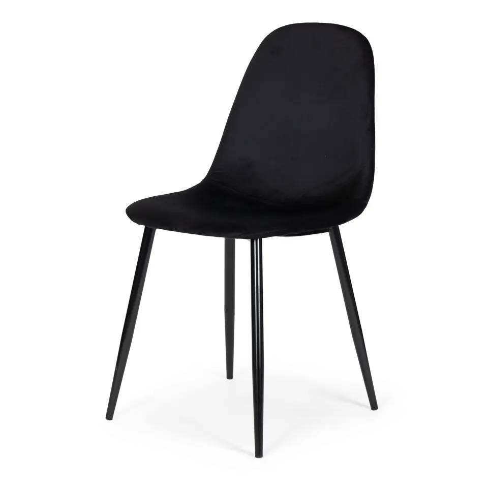 Komplet 4 krzeseł welurowych krzesło do jadalni i salonu czarne ModernHome