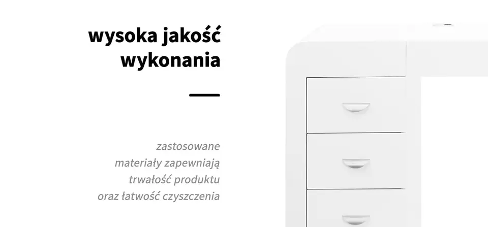 Biurko kosmetyczne 312 z pochłaniaczem kasetowym białe prawe