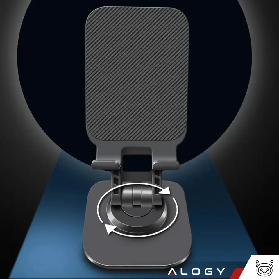 Uchwyt na telefon tablet stojak podstawka składany regulowany aluminiowy na biurko 4-12.9" 360 Alogy Czarny