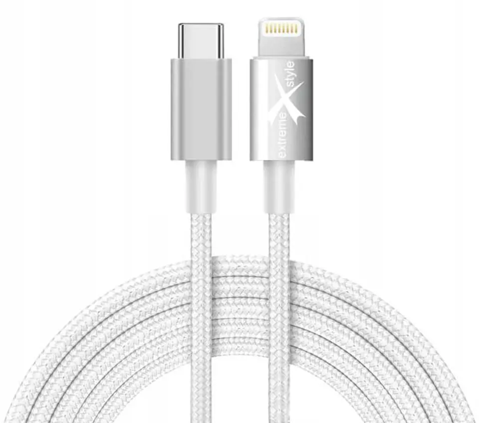 Pleciony kabel PD Apple Lightning 2m biały