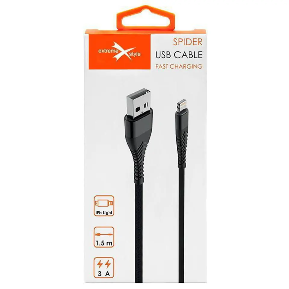 Kabel USB SPIDER iPh Light 1,5m czarny