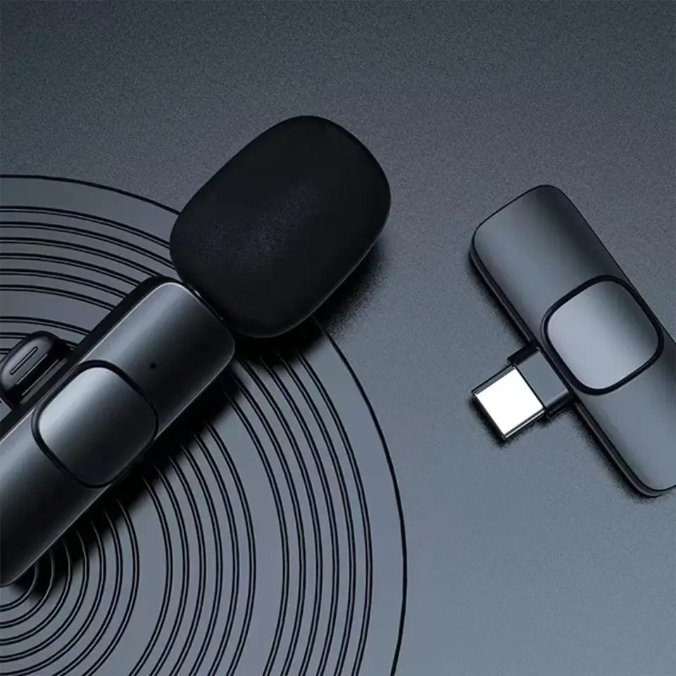 2x mikrofon krawatowy bezprzewodowy USB-C typ C Android iOS do telefonu tabletu małe mikrofony zestaw dwóch mikrofonów