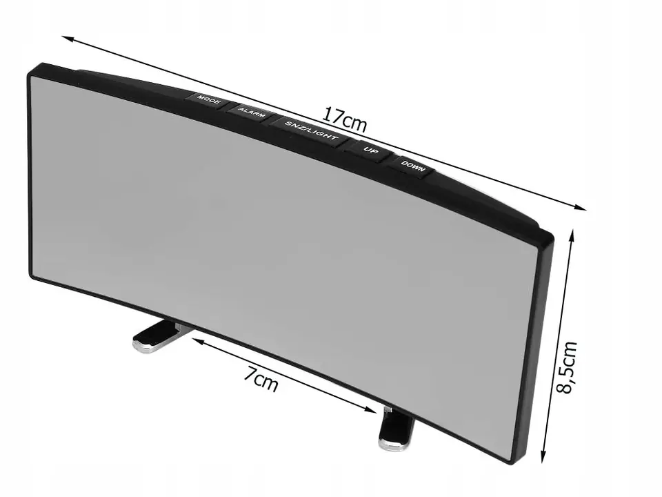 Lustrzany Zegar Cyfrowy Elektroniczny zakrzywiony ekran Led / Budzik / Termometr czarny