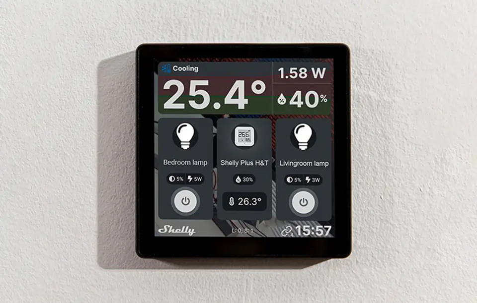 Inteligentny panel sterowania z przełącznikiem 5A Shelly Wall Display (czarny)
