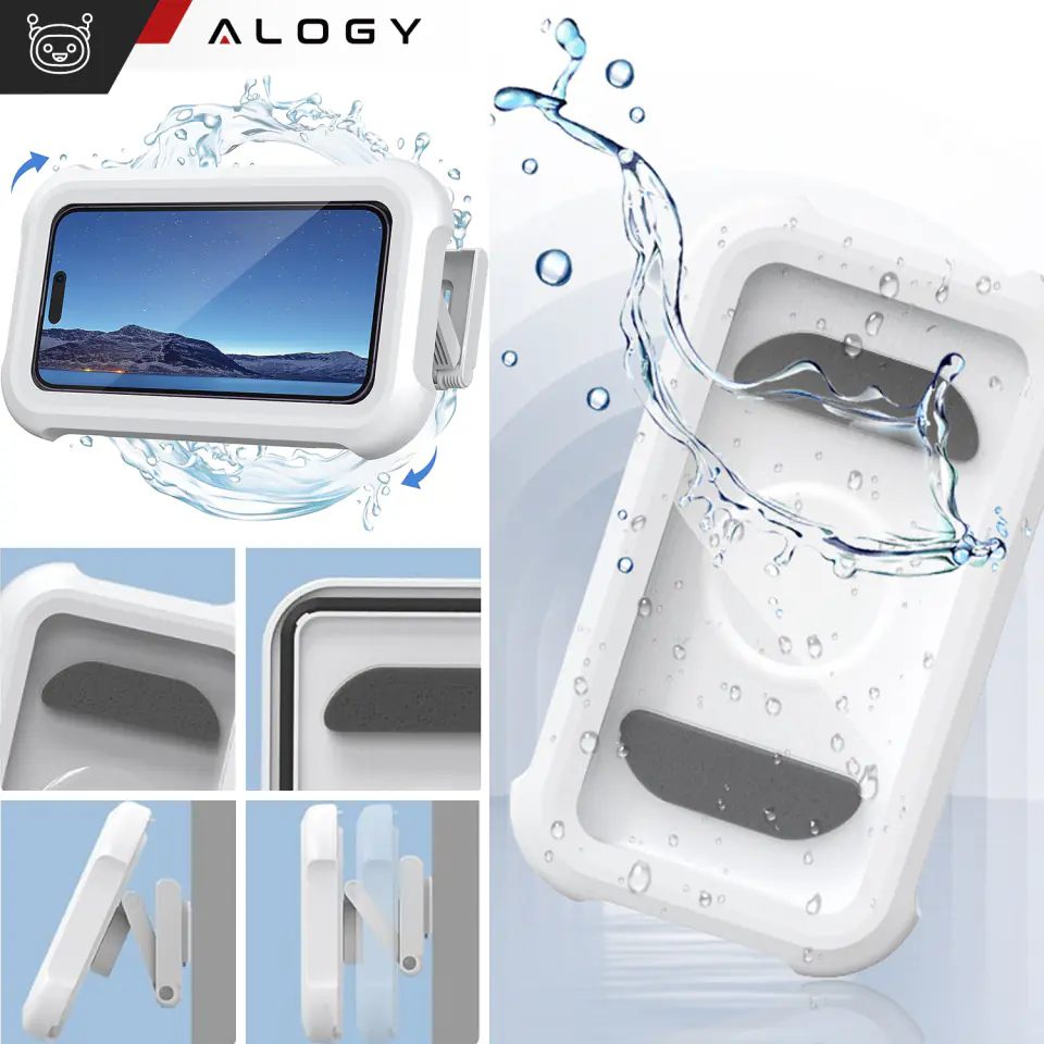 Etui wodoodporne na telefon 4-7" pod prysznic Uchwyt Case futerał podstawka Alogy Waterproof Białe
