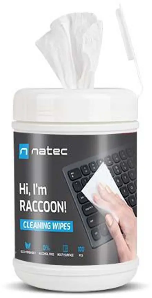 NATEC CHUSTECZKI CZYSZCZĄCE RACCOON 100 SZT. NSC-1796